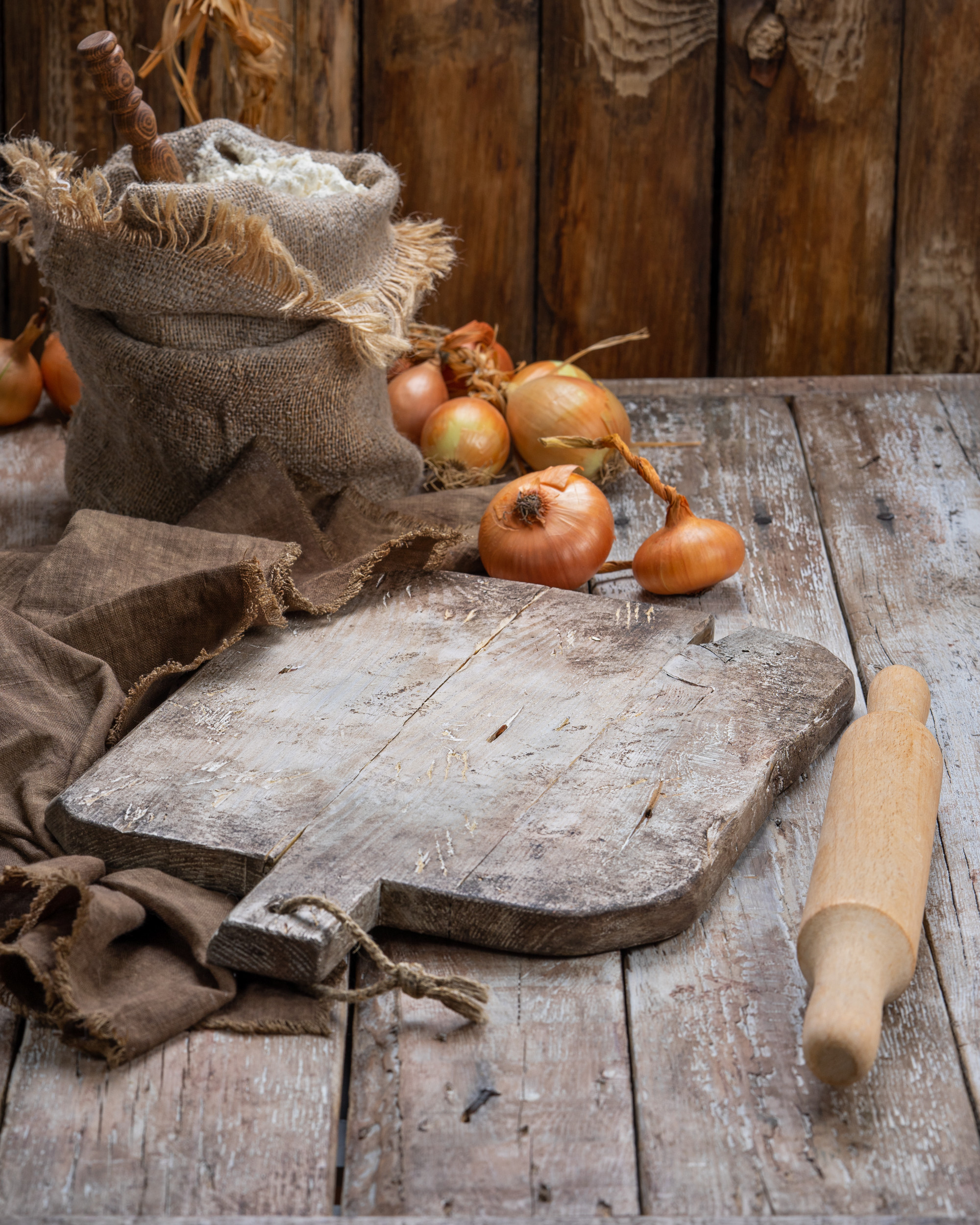 Studio kitchen with wooden table and tools