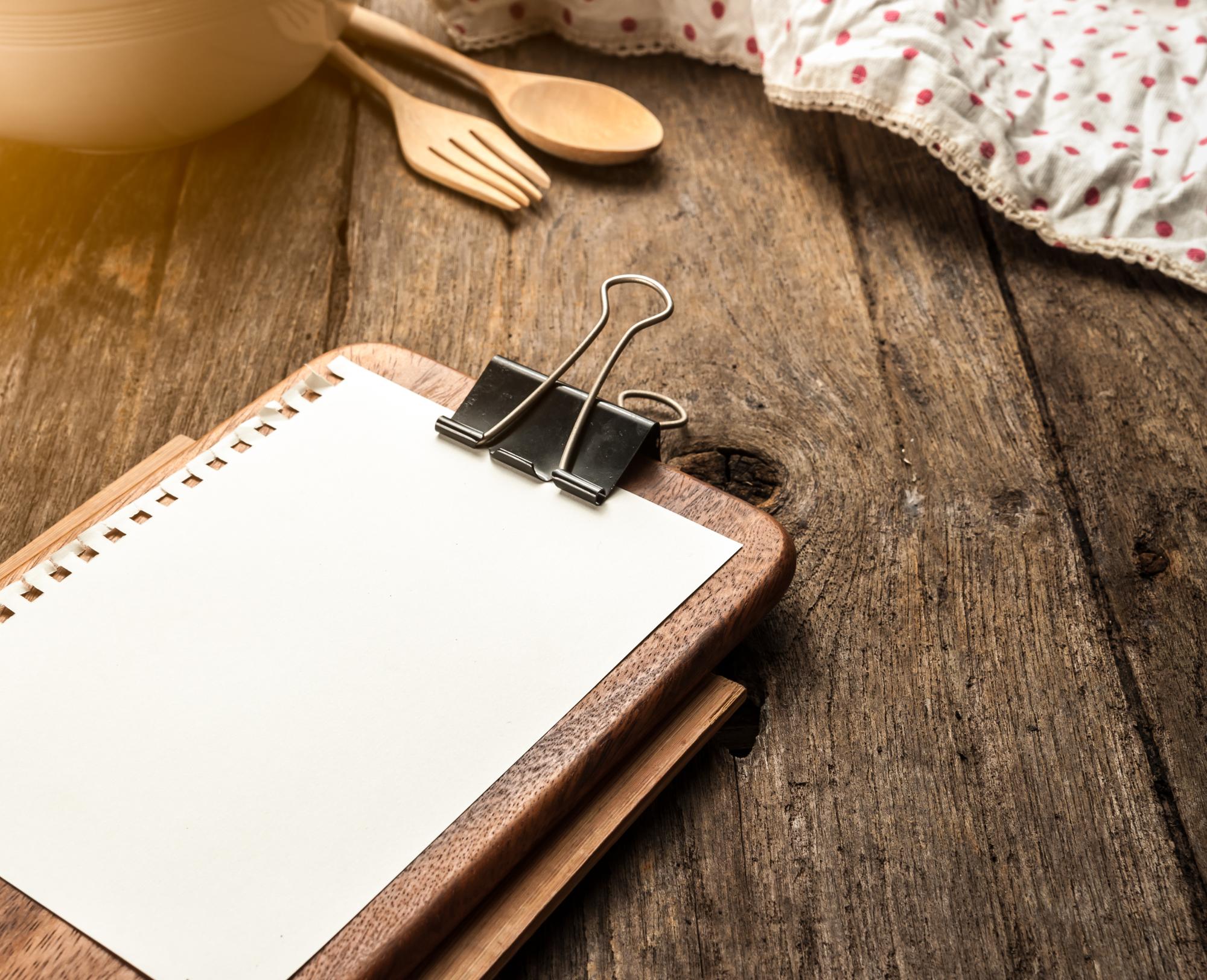 Notepad with menu notes and tasting samples